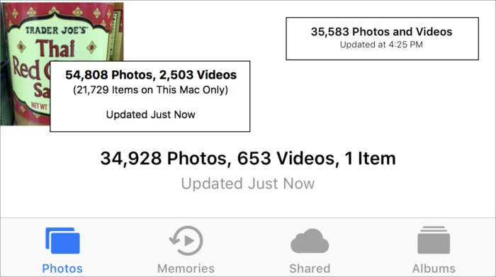 iOS 맥OS, 아이클라우드닷컴에 저장된 사진들